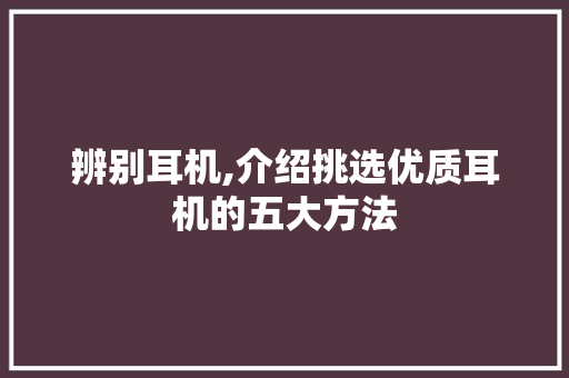辨别耳机,介绍挑选优质耳机的五大方法