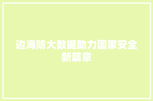 边海防大数据助力国家安全新篇章 网站开发