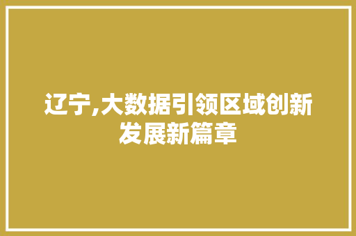 辽宁,大数据引领区域创新发展新篇章