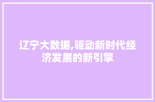 辽宁大数据,驱动新时代经济发展的新引擎 AI技术学习