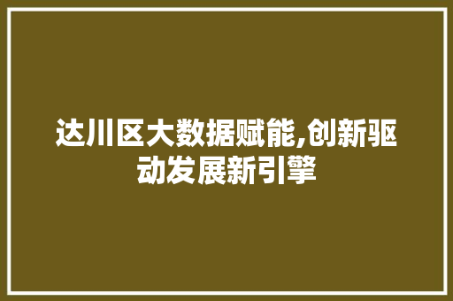 达川区大数据赋能,创新驱动发展新引擎 英文谷歌算法