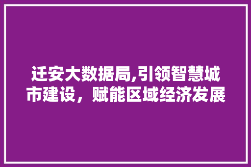 迁安大数据局,引领智慧城市建设，赋能区域经济发展 英文谷歌算法