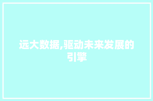 远大数据,驱动未来发展的引擎 小程序开发