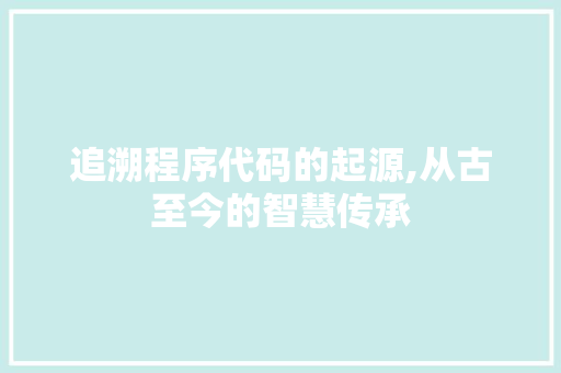 追溯程序代码的起源,从古至今的智慧传承