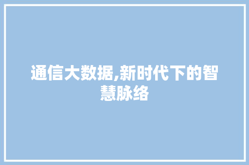 通信大数据,新时代下的智慧脉络