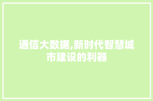 通信大数据,新时代智慧城市建设的利器 小程序开发