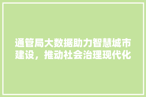 通管局大数据助力智慧城市建设，推动社会治理现代化