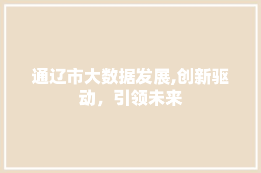 通辽市大数据发展,创新驱动，引领未来 AI技术学习