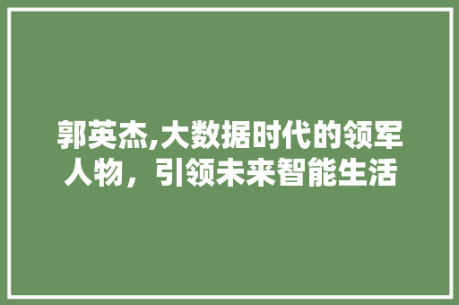 郭英杰,大数据时代的领军人物，引领未来智能生活 搜狗优化