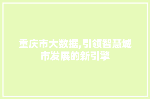重庆市大数据,引领智慧城市发展的新引擎