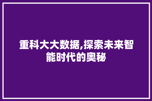 重科大大数据,探索未来智能时代的奥秘 AI技术学习