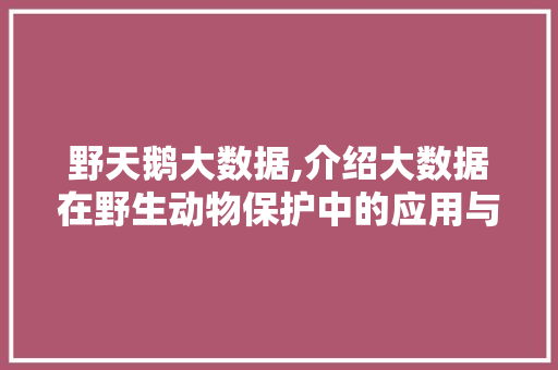 野天鹅大数据,介绍大数据在野生动物保护中的应用与创新