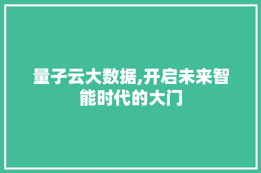 量子云大数据,开启未来智能时代的大门