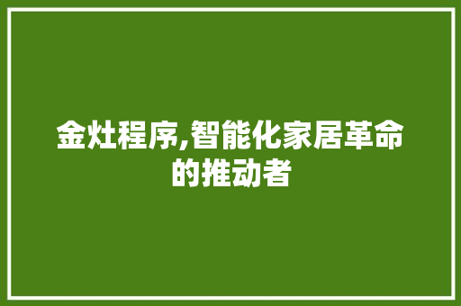 金灶程序,智能化家居革命的推动者