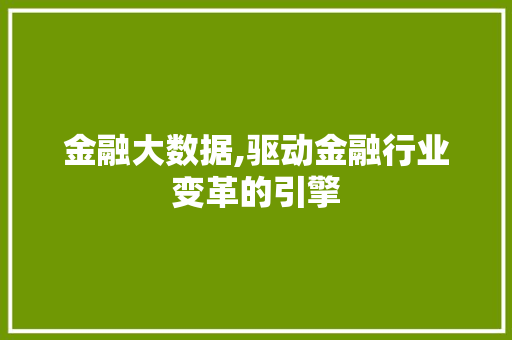 金融大数据,驱动金融行业变革的引擎 英文谷歌算法