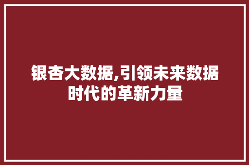 银杏大数据,引领未来数据时代的革新力量