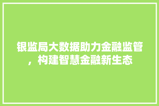 银监局大数据助力金融监管，构建智慧金融新生态