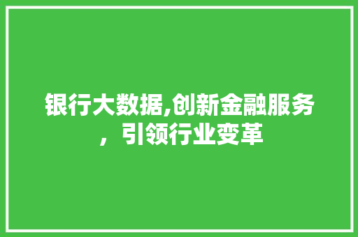 银行大数据,创新金融服务，引领行业变革