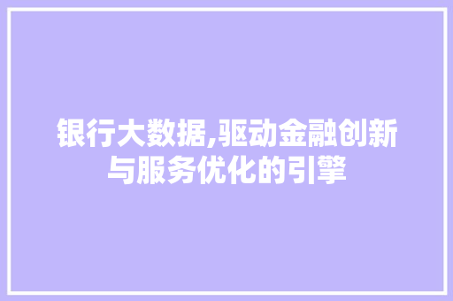 银行大数据,驱动金融创新与服务优化的引擎