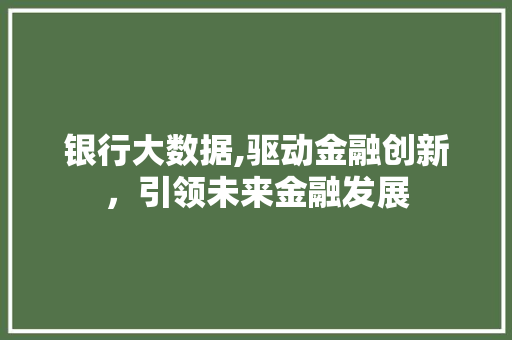 银行大数据,驱动金融创新，引领未来金融发展
