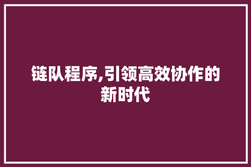 链队程序,引领高效协作的新时代