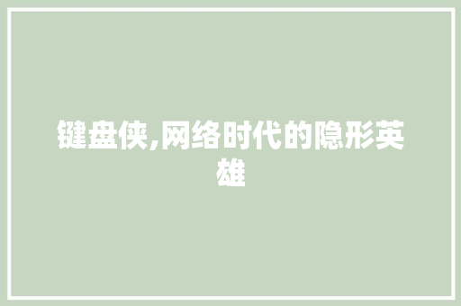 键盘侠,网络时代的隐形英雄