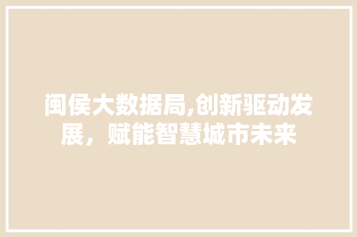 闽侯大数据局,创新驱动发展，赋能智慧城市未来