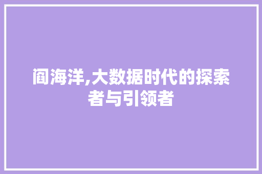 阎海洋,大数据时代的探索者与引领者