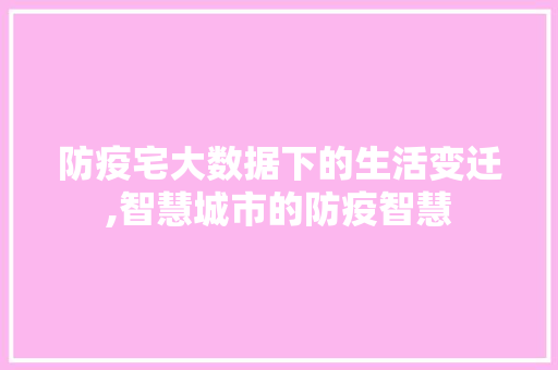 防疫宅大数据下的生活变迁,智慧城市的防疫智慧