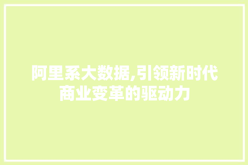 阿里系大数据,引领新时代商业变革的驱动力