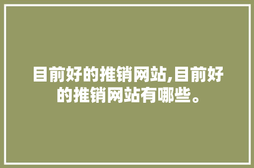 目前好的推销网站,目前好的推销网站有哪些。