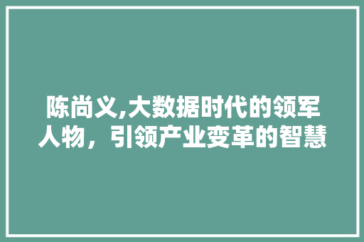陈尚义,大数据时代的领军人物，引领产业变革的智慧之光 AI技术学习