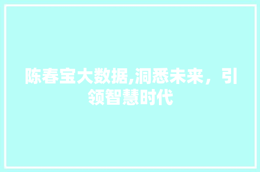 陈春宝大数据,洞悉未来，引领智慧时代 360搜优化