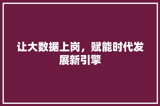 让大数据上岗，赋能时代发展新引擎