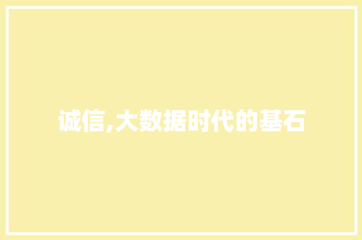 诚信,大数据时代的基石