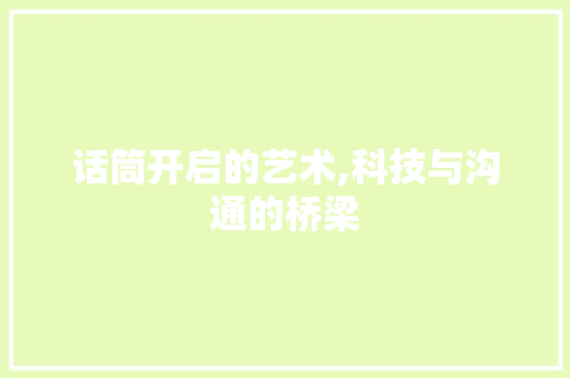 话筒开启的艺术,科技与沟通的桥梁 AI技术学习