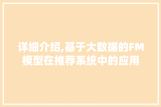 详细介绍,基于大数据的FM模型在推荐系统中的应用 seo技术