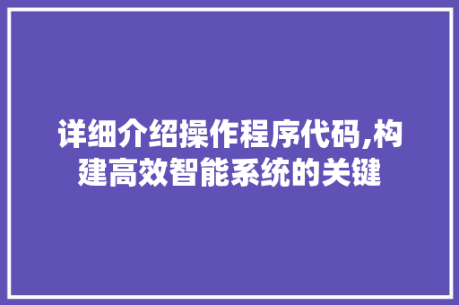 详细介绍操作程序代码,构建高效智能系统的关键
