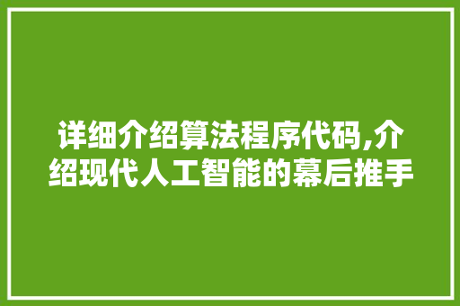 详细介绍算法程序代码,介绍现代人工智能的幕后推手