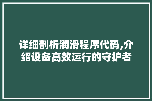 详细剖析润滑程序代码,介绍设备高效运行的守护者