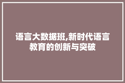 语言大数据班,新时代语言教育的创新与突破