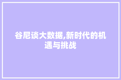 谷尼谈大数据,新时代的机遇与挑战 网站优化