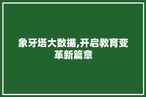 象牙塔大数据,开启教育变革新篇章