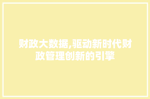 财政大数据,驱动新时代财政管理创新的引擎 英文谷歌算法