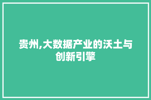 贵州,大数据产业的沃土与创新引擎