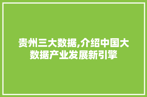 贵州三大数据,介绍中国大数据产业发展新引擎