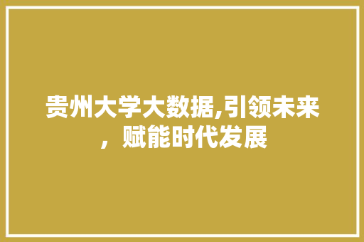 贵州大学大数据,引领未来，赋能时代发展