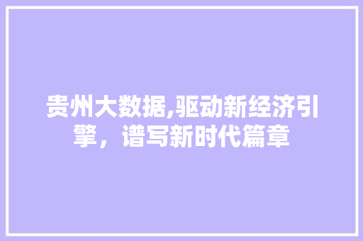 贵州大数据,驱动新经济引擎，谱写新时代篇章