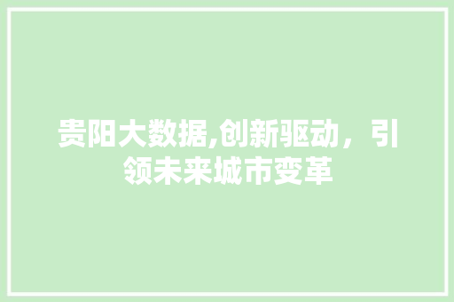 贵阳大数据,创新驱动，引领未来城市变革