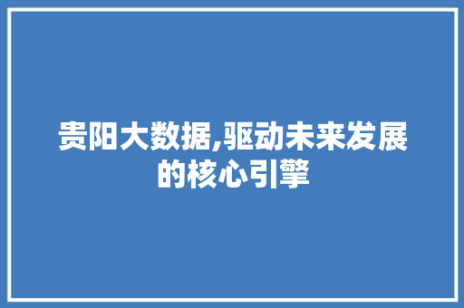 贵阳大数据,驱动未来发展的核心引擎